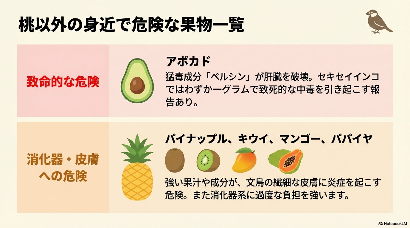 アボカドなど危険な果物と文鳥