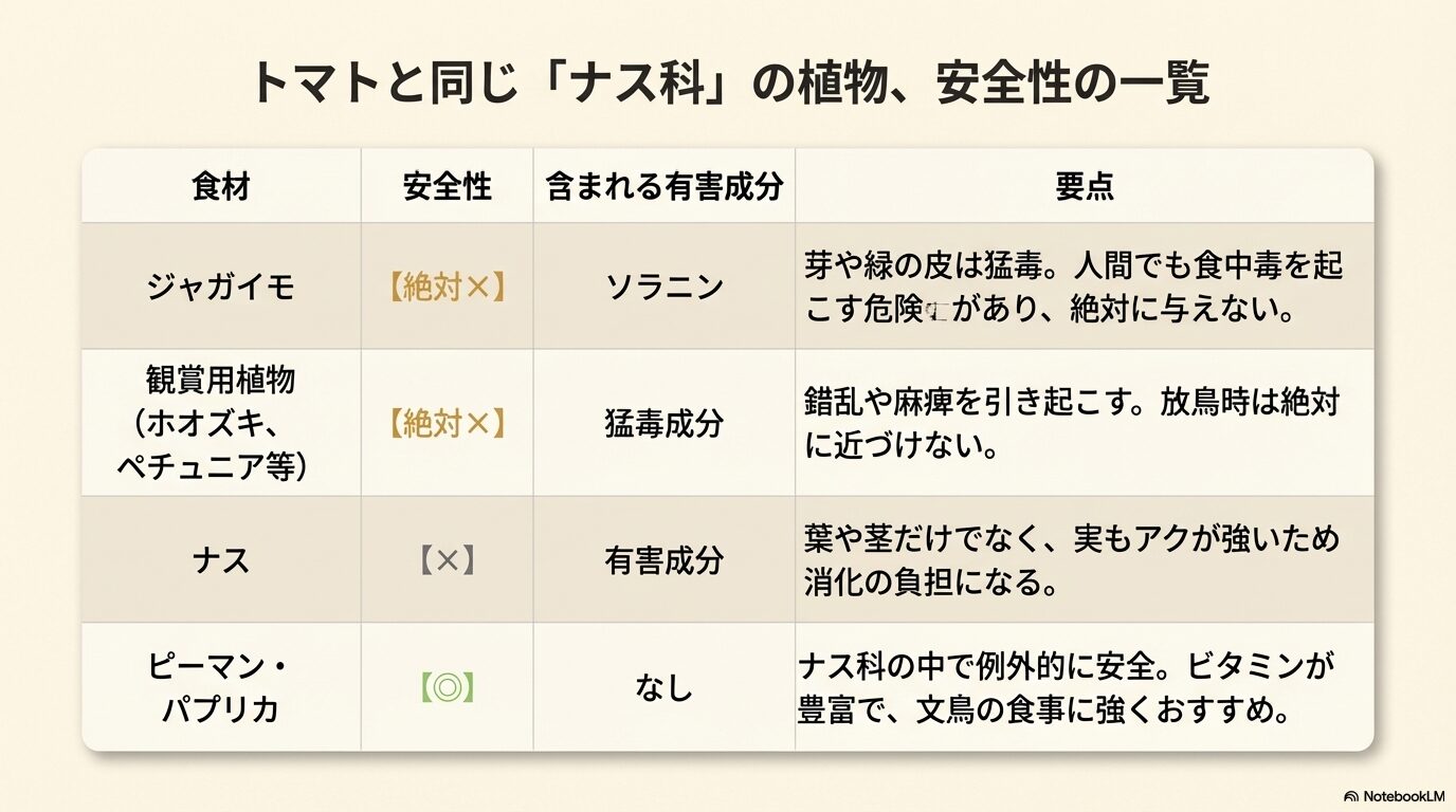 ナス科植物と文鳥の安全性